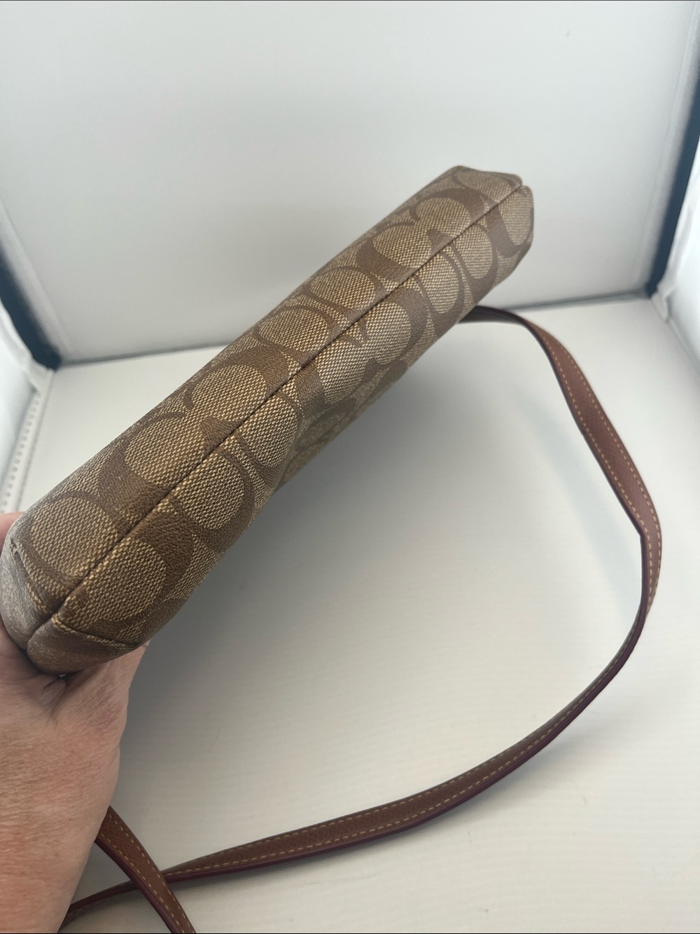 Coach Brown Signature Canvas Crossbody with Leather Trim - Picture 5 of 7
